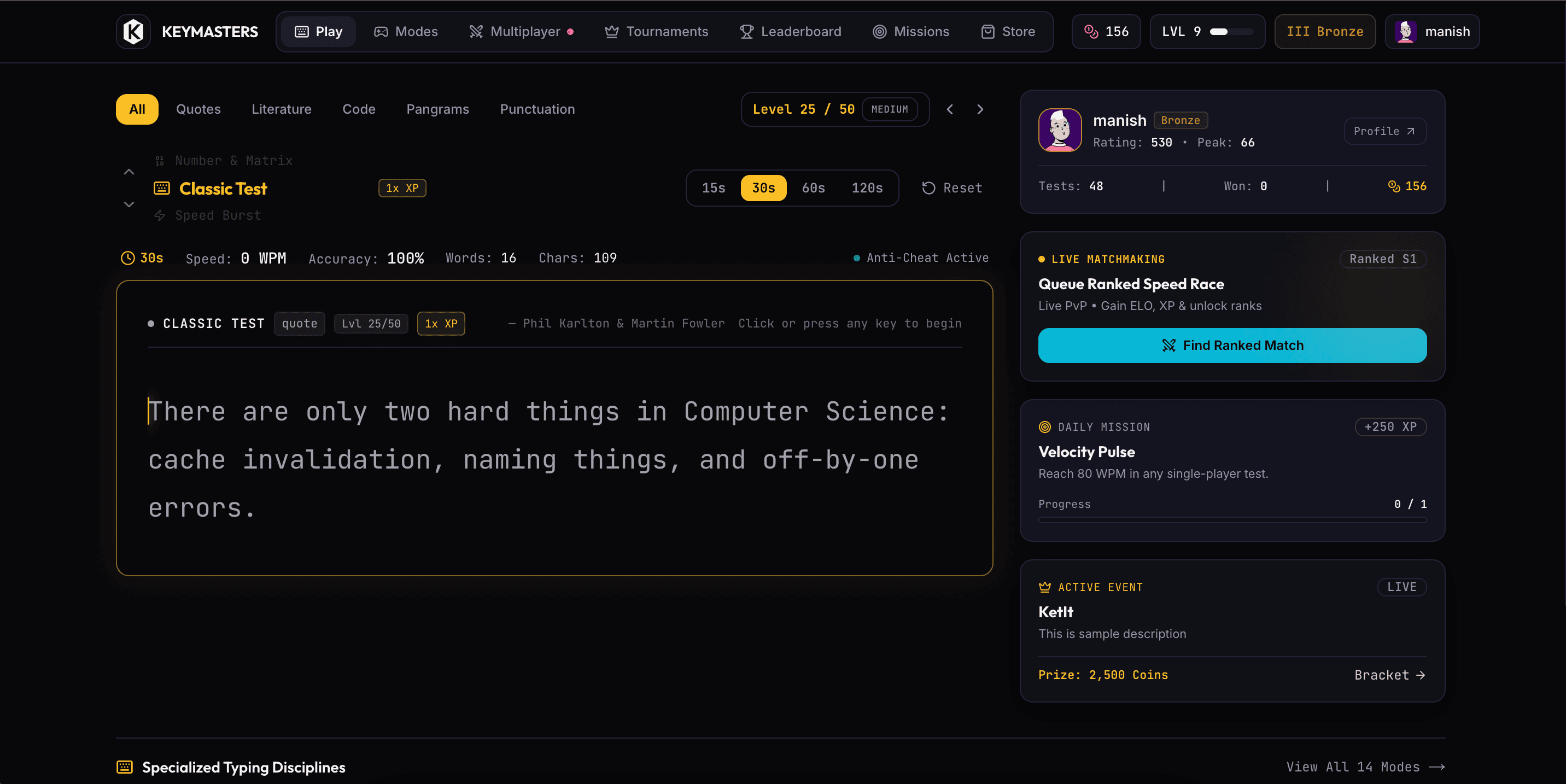 Keyboard Olympics real-time multiplayer racing arena, mechanical switch sound synthesis, and tournament brackets